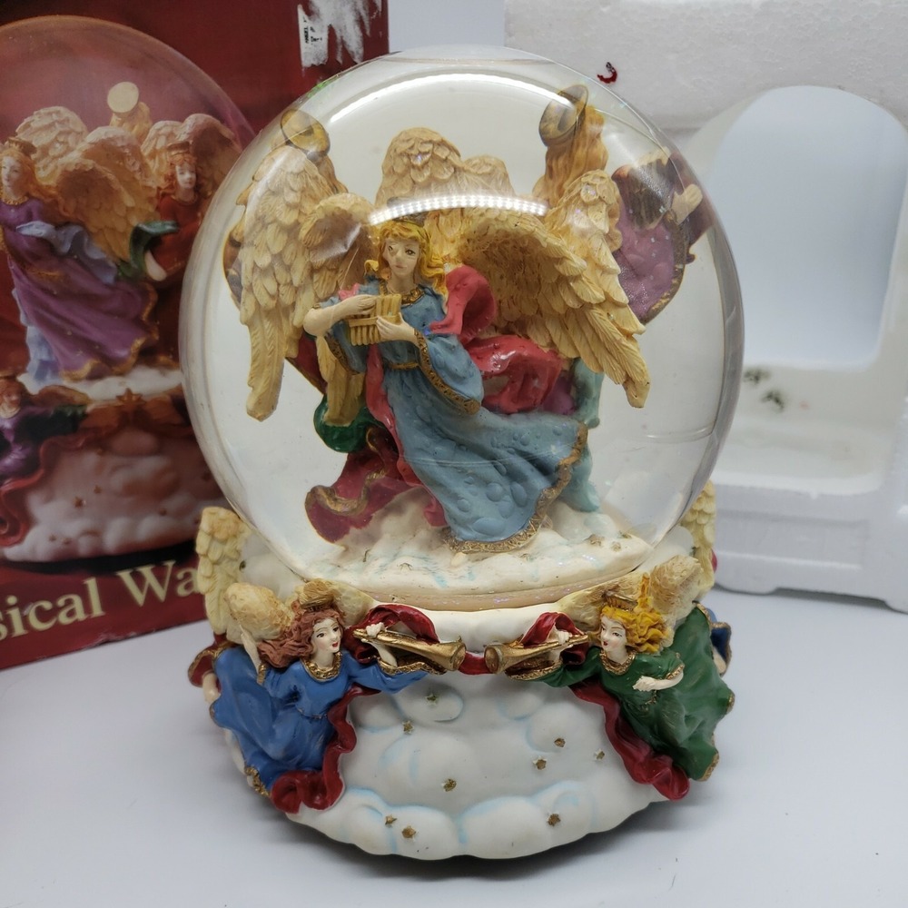 Large Musical Waterglobe Angels With Various Musical Instruments Great Cond box - Picture 5 of 12